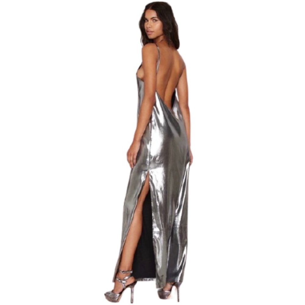 Nasty Gal Alloy About Eve Metallic Maxi Dress - Picture 1 of 6